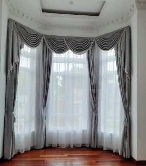 Rèm nữ hoàng phòng khách màu xám